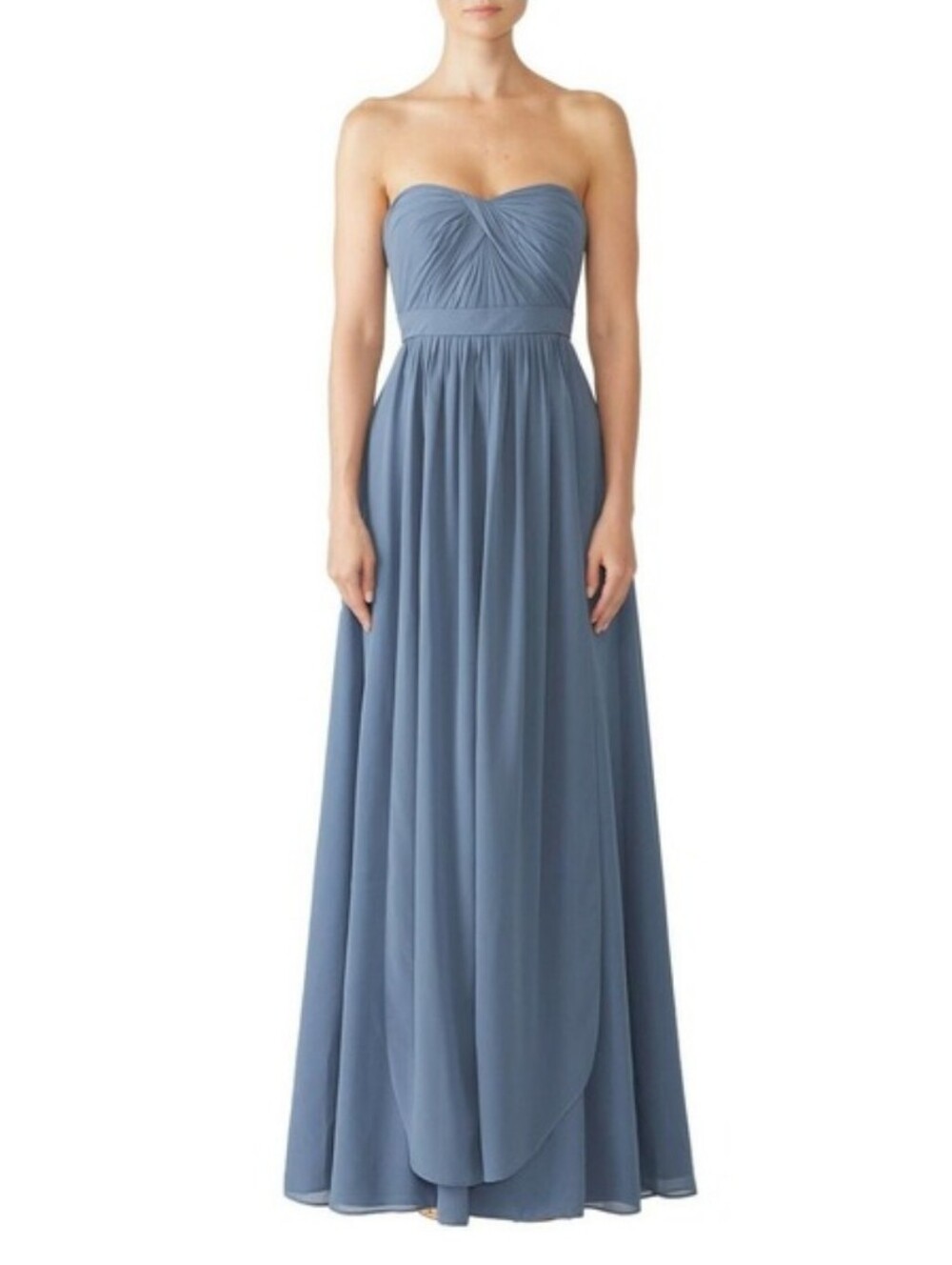 Jenny Yoo‎ Dress Strapless Convertible Dusty Blue Chiffon Maxi
